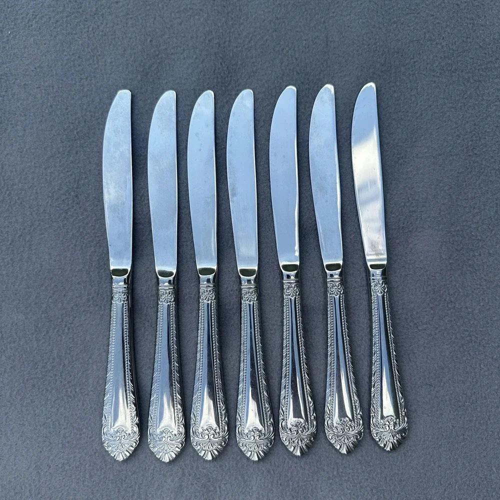 7 Reed & Barton Royal Britannia Dinner Knives Select Stainless Flatware